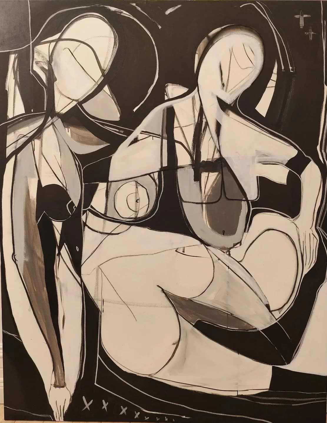 Figures, coalescing — abstract expressionist painting by Thomas Paule